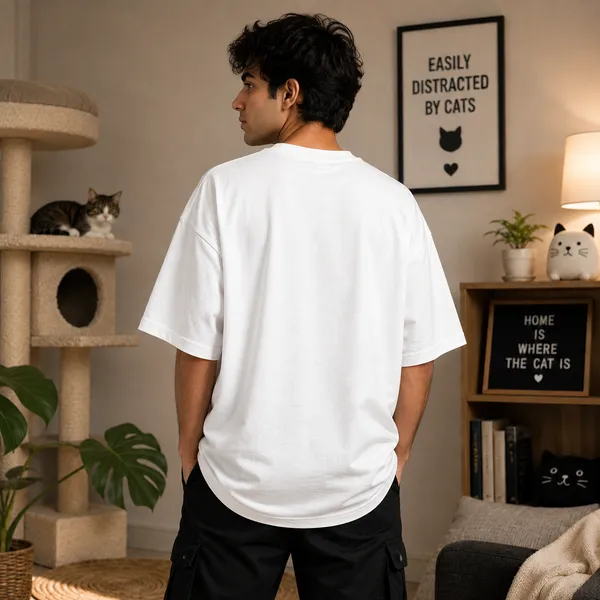 Behind_Every_Woman_is_Her_Cat_Regular_Fit_White_Graphic_Print_T-Shirt
