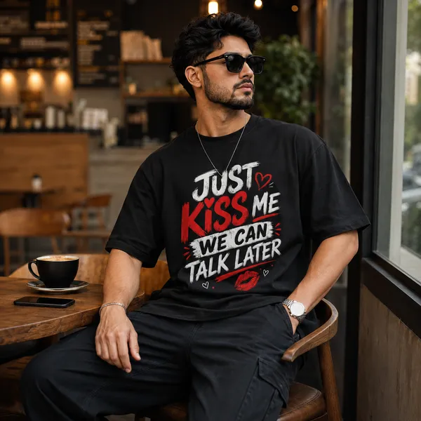 Just_Kiss_Me_We_Can_Talk_Later_Oversized_Black_Graphic_Print_T-Shirt