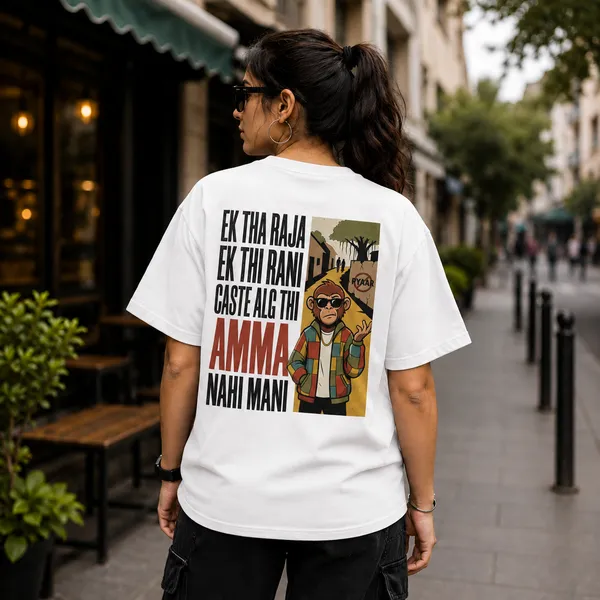 Ek_Tha_Raja_Ek_Thi_Rani_Oversized_White_Graphic_Print_T-Shirt