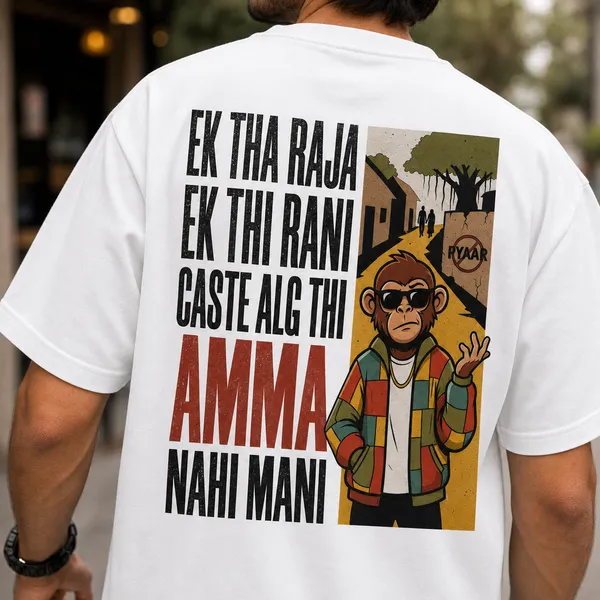 Ek_Tha_Raja_Ek_Thi_Rani_Oversized_White_Graphic_Print_T-Shirt