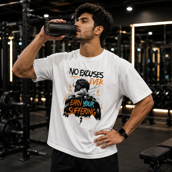 No_Excuses_Ever_Oversized_White_Graphic_Print_T-Shirt