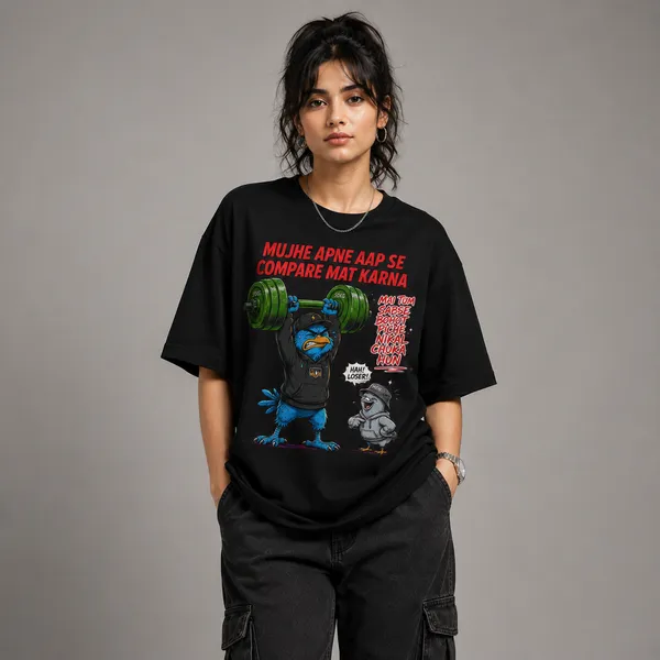 Mujhe_Apne_Aap_Se_Compare_Mat_Karna_Oversized_Black_Graphic_Print_T-Shirt