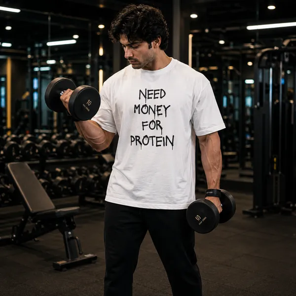 Need_Money_for_Protein_Oversized_White_Graphic_Print_T-Shirt