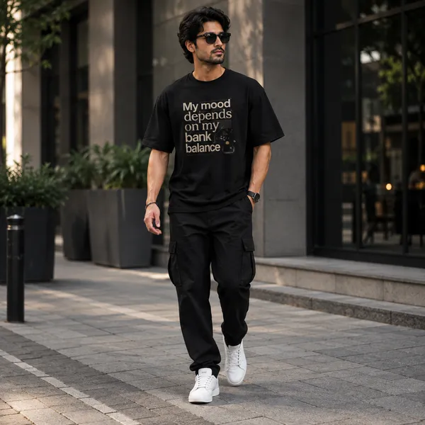 My_Mood_Depends_on_my_Bank_Balance_Oversized_Black_Graphic_Print_T-Shirt