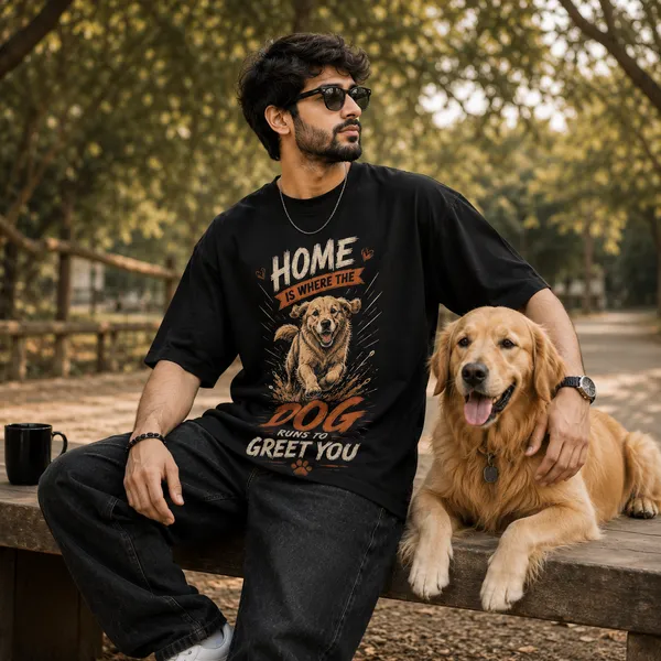 Home_is_Where_the_Dog_Runs_to_Greet_You_Oversized_Black_Graphic_Print_T-Shirt