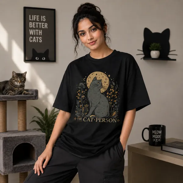 Cat_Person_Oversized_Black_Graphic_Print_T-Shirt