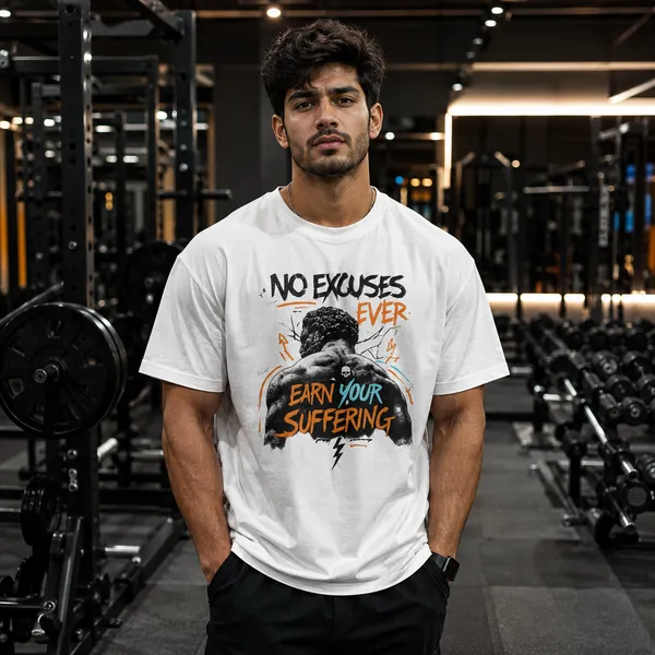 No_Excuses_Ever_Oversized_White_Graphic_Print_T-Shirt