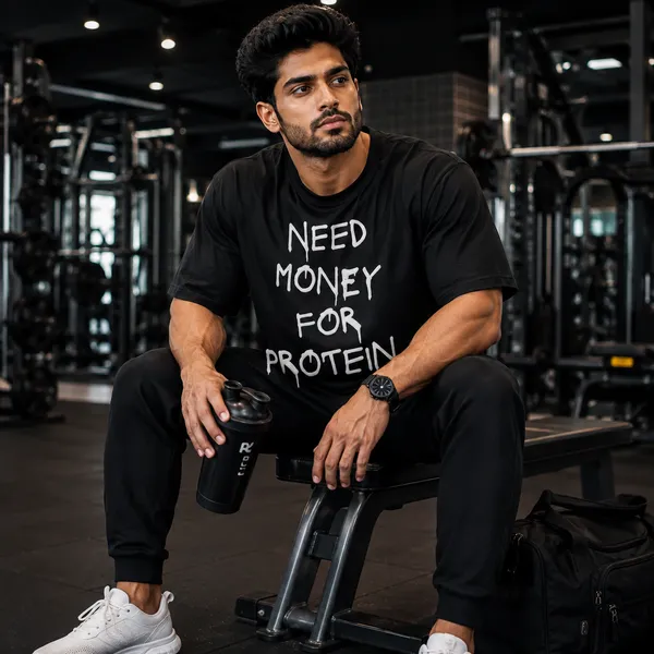 Need_Money_for_Protein_Oversized_Black_Graphic_Print_T-Shirt