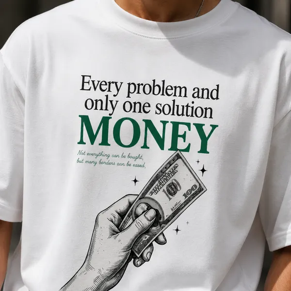 Every_Problem_and_Only_One_Solution_Money_Oversized_White_Graphic_Print_T-Shirt