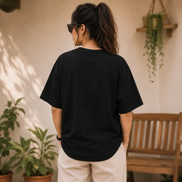 Plants_•_Dogs_•_Coffee_Oversized_Black_Graphic_Print_T-Shirt