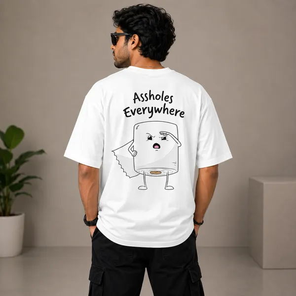Assholes_Everywhere_Oversized_White_Graphic_Print_T-Shirt
