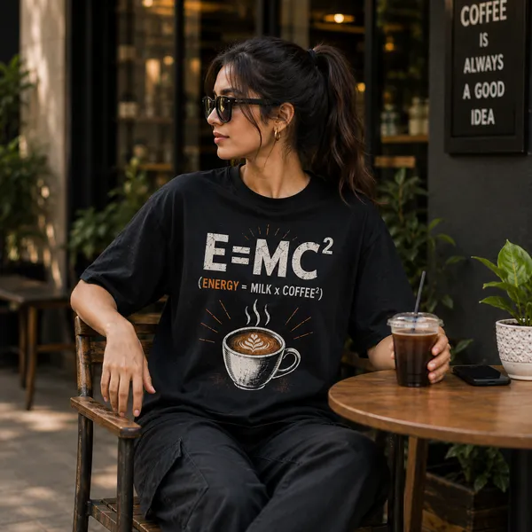 E=mc²_Oversized_Black_Graphic_Print_T-Shirt