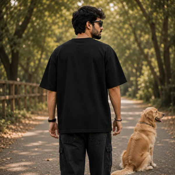 Home_is_Where_the_Dog_Runs_to_Greet_You_Oversized_Black_Graphic_Print_T-Shirt