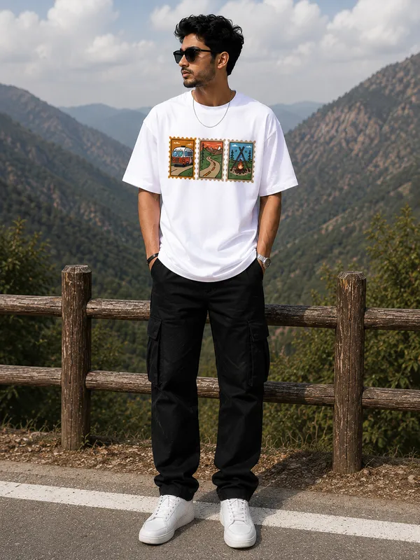 3_Image_Casual_Fit_White_Graphic_Print_T-Shirt