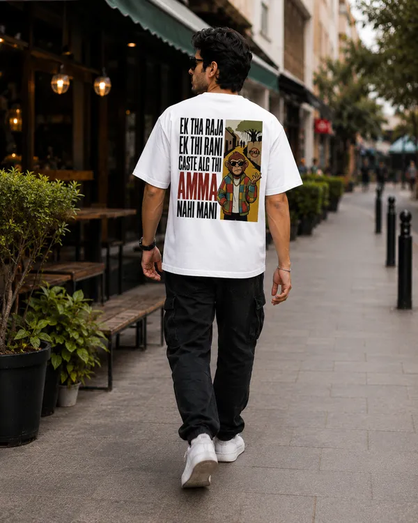 Ek_Tha_Raja_Ek_Thi_Rani_Oversized_White_Graphic_Print_T-Shirt