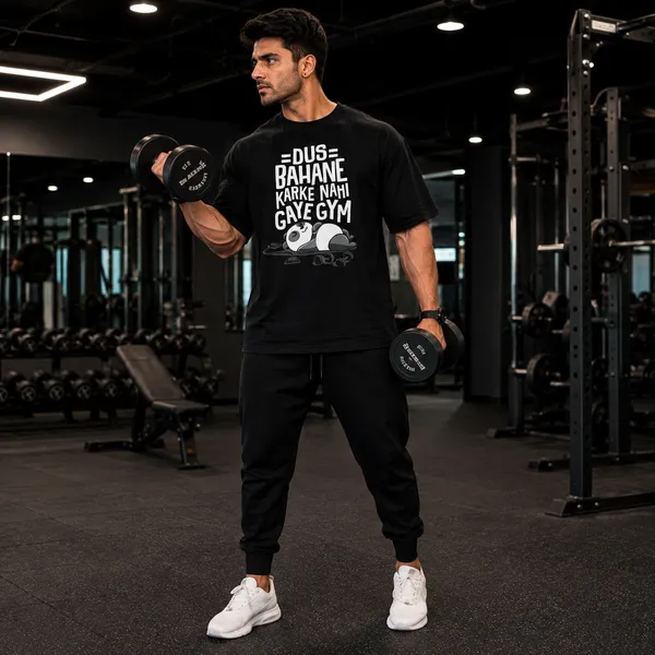 Dus_Bahane_Karke_Nhi_Gaye_Gym_Oversized_Black_Graphic_Print_T-Shirt