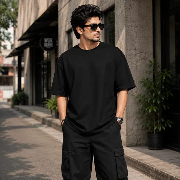 Horn_Nhi_Gaane_Baja_Oversized_Black_Graphic_Print_T-Shirt
