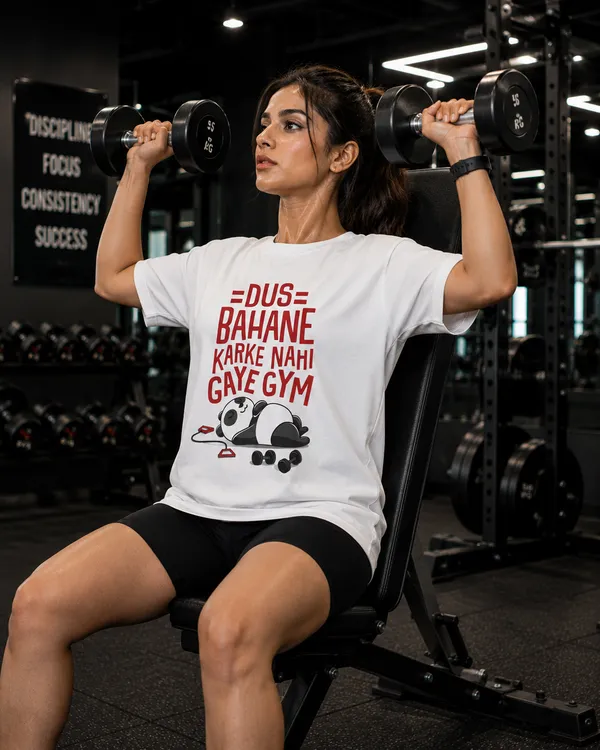 Dus_Bahane_Karke_Nhi_Gaye_Gym_Oversized_White_Graphic_Print_T-Shirt