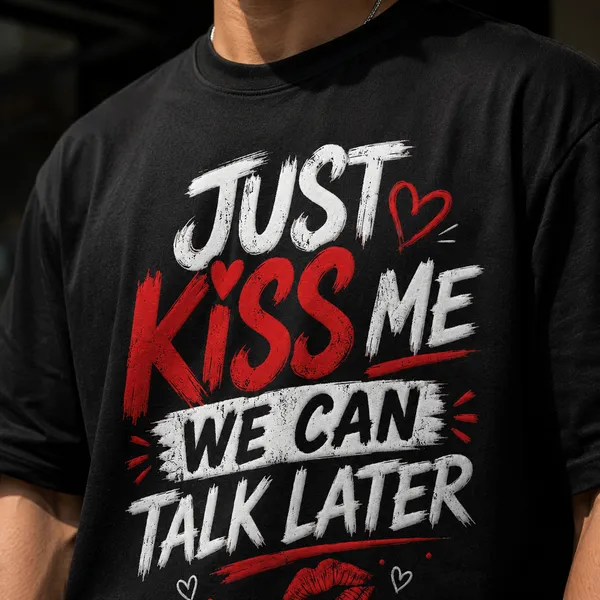 Just_Kiss_Me_We_Can_Talk_Later_Oversized_Black_Graphic_Print_T-Shirt