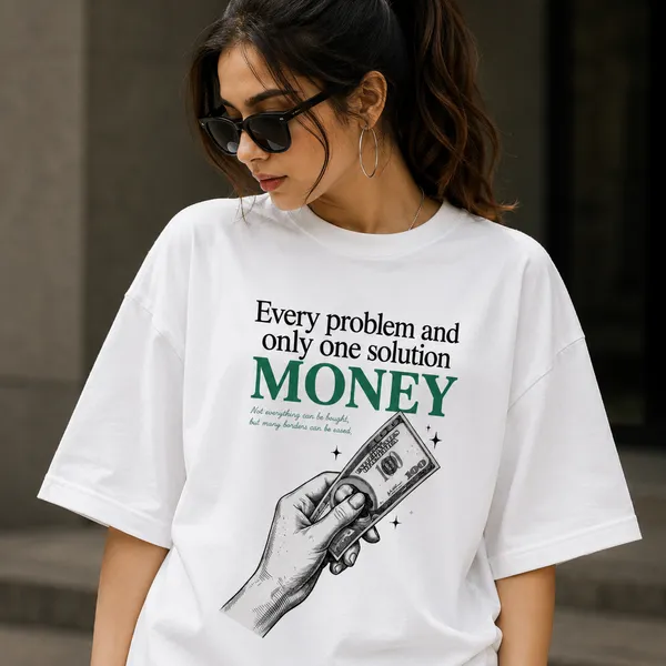 Every_Problem_and_Only_One_Solution_Money_Oversized_White_Graphic_Print_T-Shirt