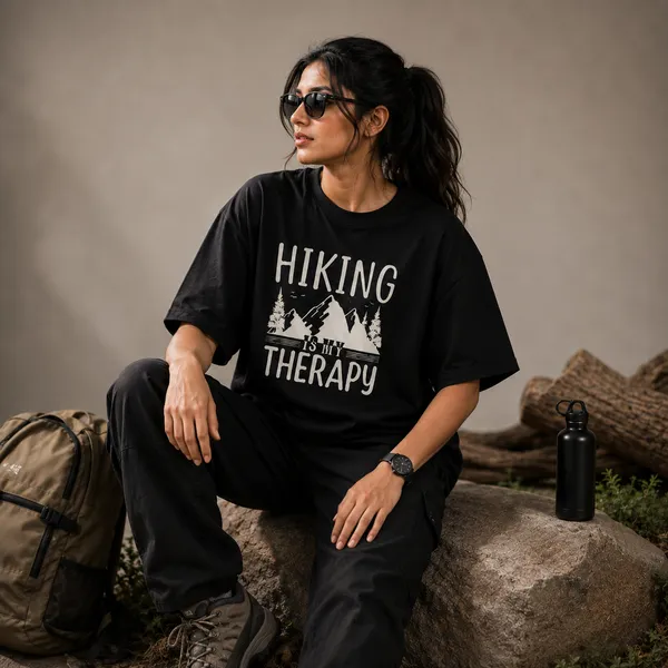 Hiking_is_my_Therapy_Oversized_Black_Graphic_Print_T-Shirt