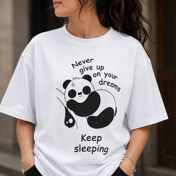 Never_Give_Up_on_your_Dreams_Keep_Sleeping_Oversized_White_Graphic_Print_T-Shirt