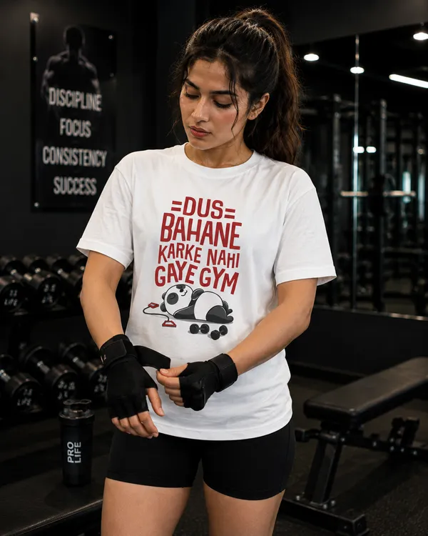 Dus_Bahane_Karke_Nhi_Gaye_Gym_Oversized_White_Graphic_Print_T-Shirt