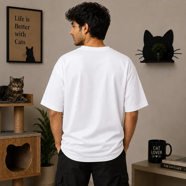 Cat_Person_Relaxed_Fit_White_Graphic_Print_T-Shirt