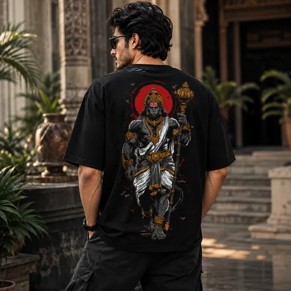 Hanuman_Oversized_Black_Graphic_Print_T-Shirt