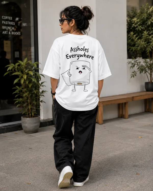 Assholes_Everywhere_Oversized_White_Graphic_Print_T-Shirt