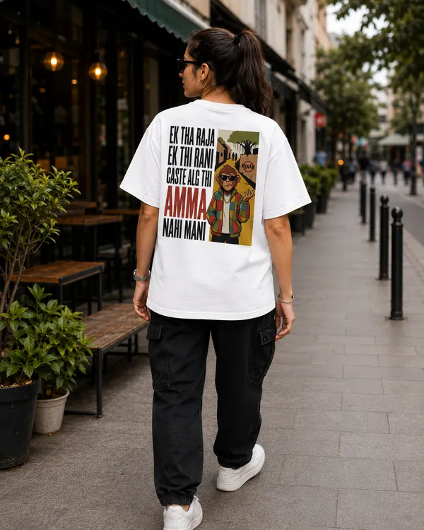 Ek_Tha_Raja_Ek_Thi_Rani_Oversized_White_Graphic_Print_T-Shirt