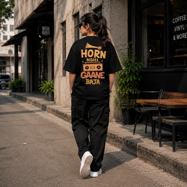 Horn_Nhi_Gaane_Baja_Oversized_Black_Graphic_Print_T-Shirt
