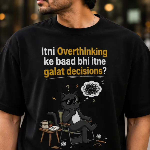 Itni_Overthinking_Ke_Baad_Bhi_Itne_Glat_Relaxed_Fit_Black_Graphic_Print_T-Shirt