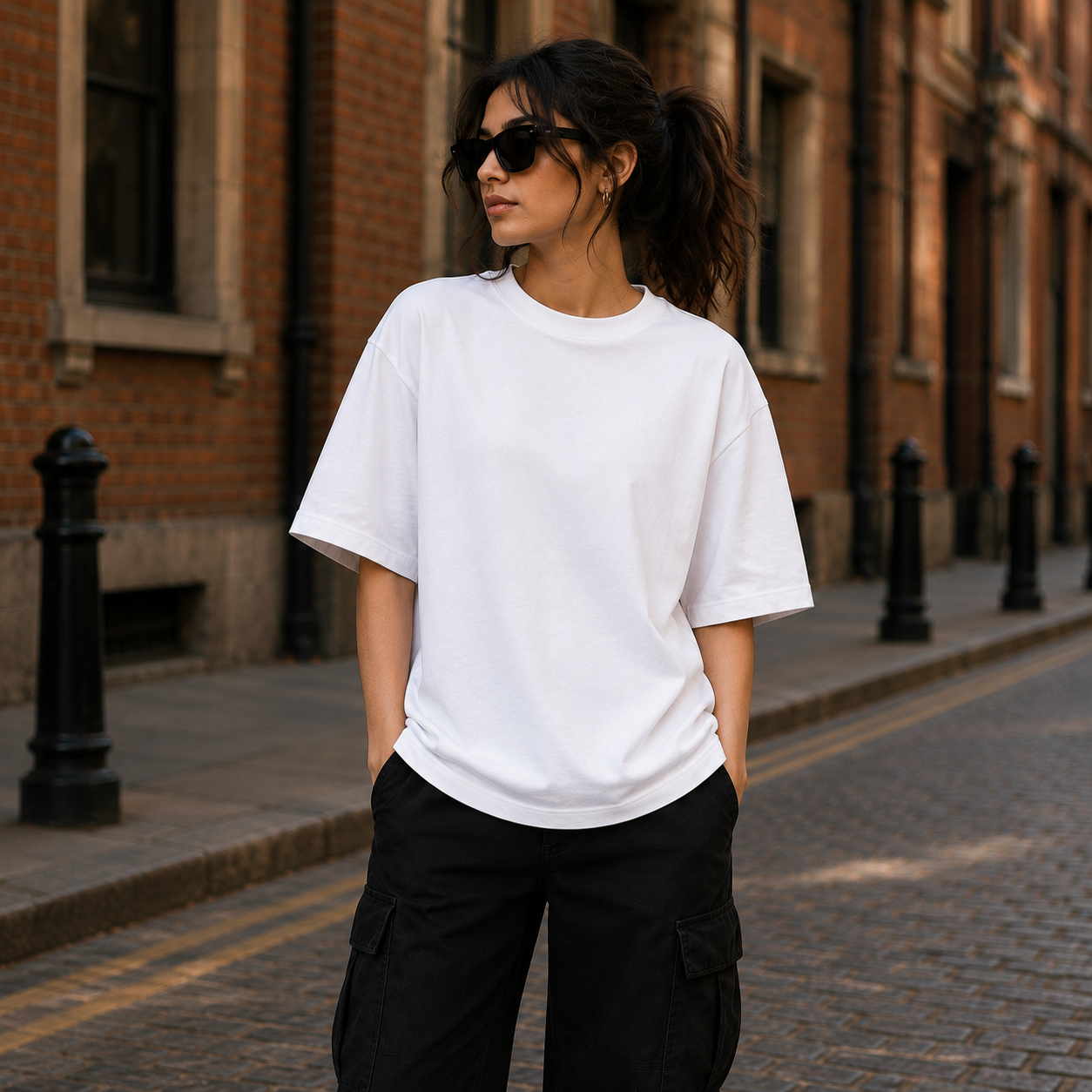 Horn_Nhi_Gaane_Baja_Oversized_White_Graphic_Print_T-Shirt