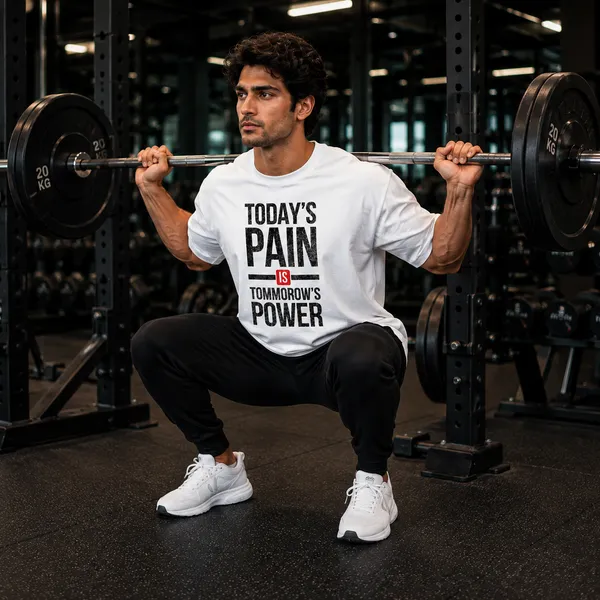 Today_Pain_is_Tommoeow_Power_Relaxed_Fit_White_Graphic_Print_T-Shirt