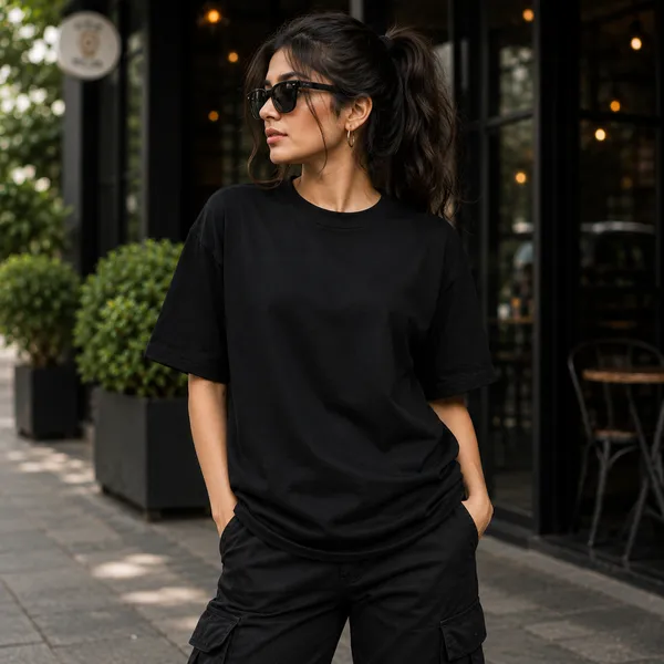 Im_not_40_Im_18_With_22_Years_of_Experience_Oversized_Black_Graphic_Print_T-Shirt