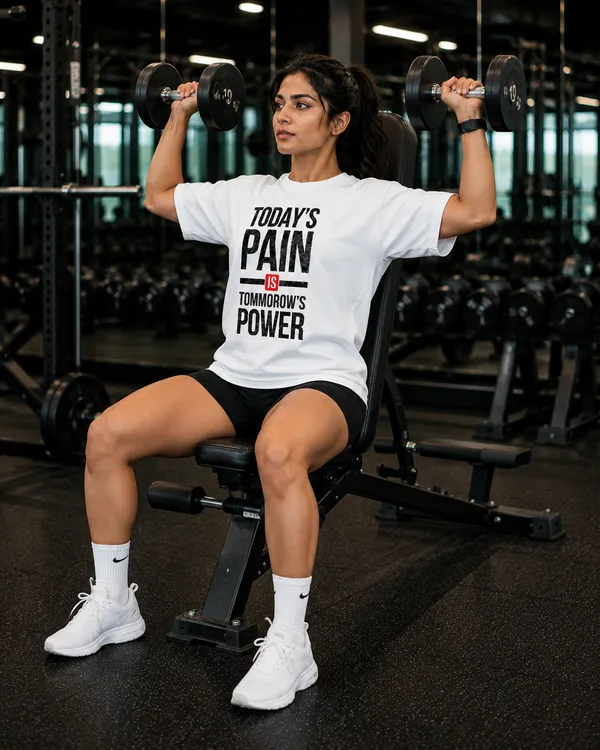 Today_Pain_is_Tommoeow_Power_Relaxed_Fit_White_Graphic_Print_T-Shirt