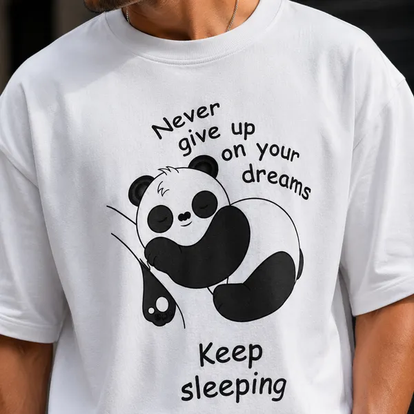 Never_Give_Up_on_your_Dreams_Keep_Sleeping_Oversized_White_Graphic_Print_T-Shirt