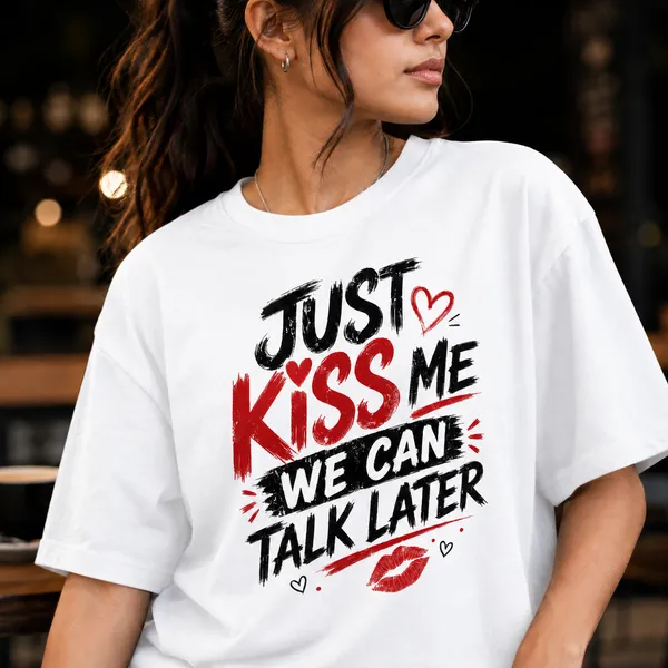 Just_Kiss_Me_We_Can_Talk_Later_Oversized_White_Graphic_Print_T-Shirt