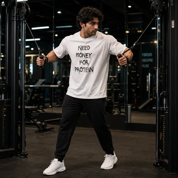 Need_Money_for_Protein_Oversized_White_Graphic_Print_T-Shirt
