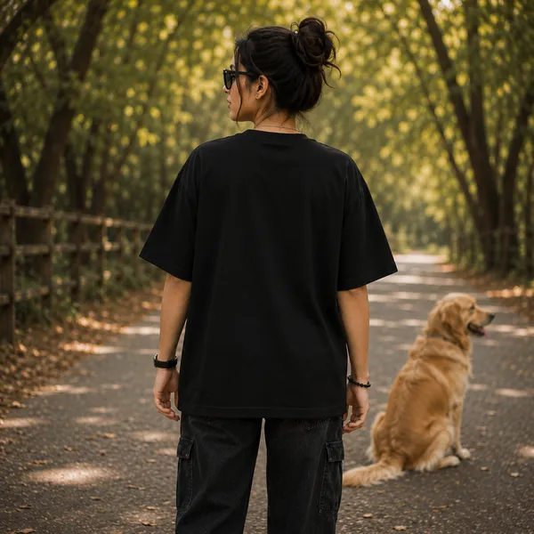Home_is_Where_the_Dog_Runs_to_Greet_You_Oversized_Black_Graphic_Print_T-Shirt