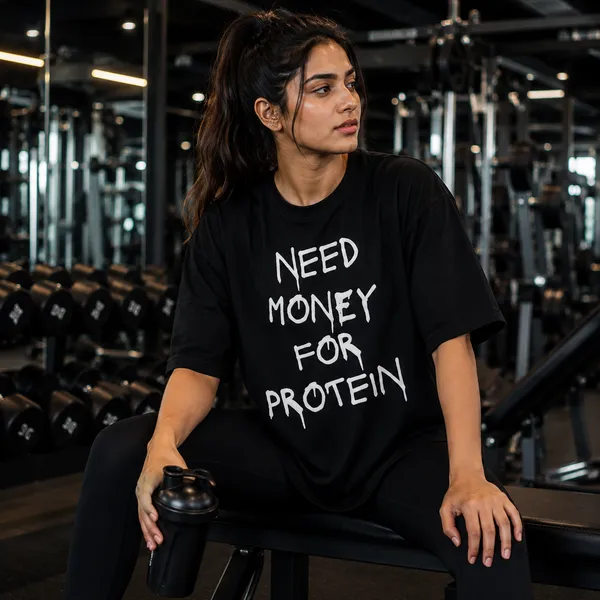 Need_Money_for_Protein_Oversized_Black_Graphic_Print_T-Shirt