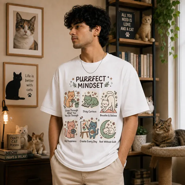 Purrfect_Mindset_Casual_Fit_White_Graphic_Print_T-Shirt