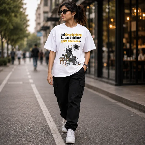 Itni_Overthinking_Ke_Baad_Bhi_Itne_Glat_Oversized_White_Graphic_Print_T-Shirt