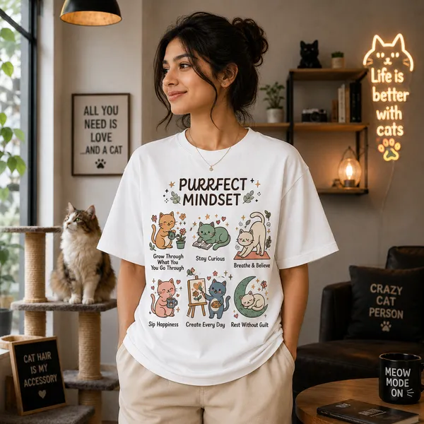 Purrfect_Mindset_Casual_Fit_White_Graphic_Print_T-Shirt