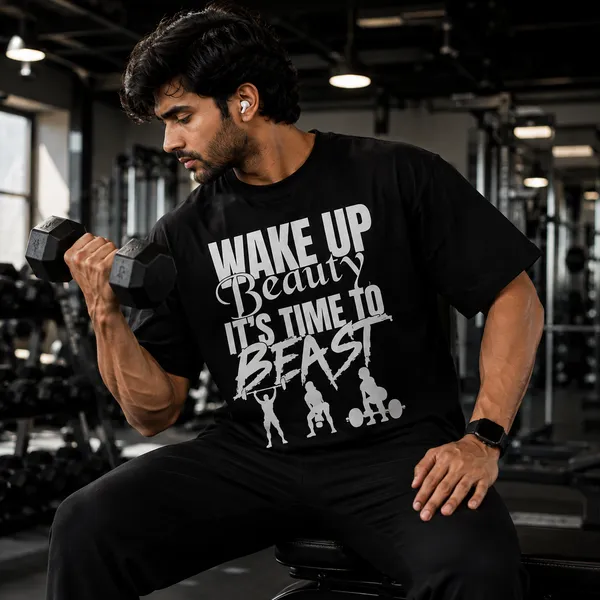 Wake_Up_Beauty_it's_Time_to_Beast_Regular_Fit_Black_Graphic_Print_T-Shirt