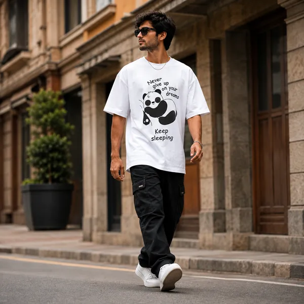 Never_Give_Up_on_your_Dreams_Keep_Sleeping_Oversized_White_Graphic_Print_T-Shirt