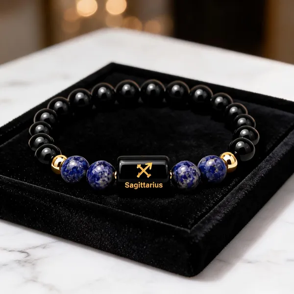 Black_Onyx_Beaded_Sagittarius_Zodiac_Bracelet_For_Unisex
