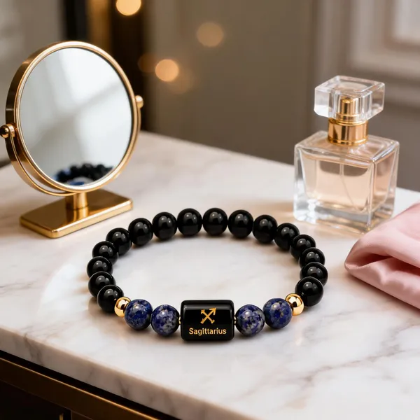 Black_Onyx_Beaded_Sagittarius_Zodiac_Bracelet_For_Unisex