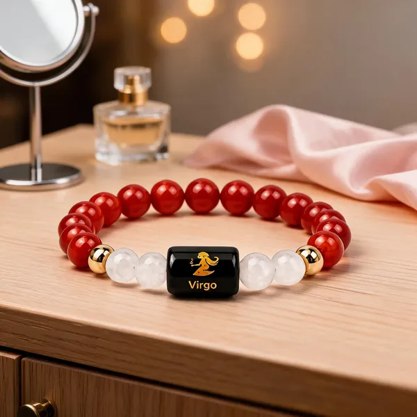 Red_Carnelian_Beaded_Virgo_Zodiac_Bracelet_For_Unisex